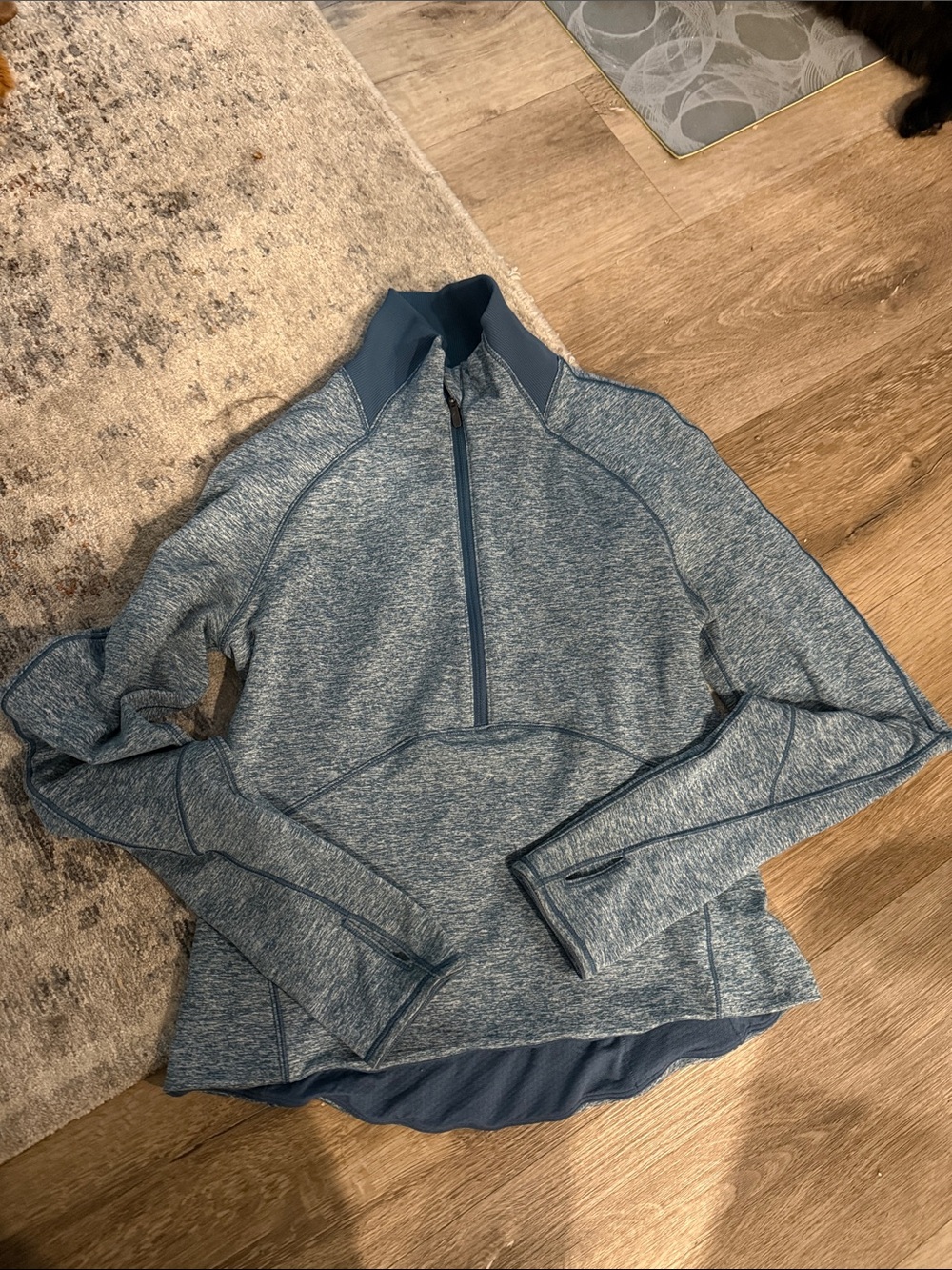 Lululemon Women’s Blue Heather Quarter-Zip Cowl Sweater